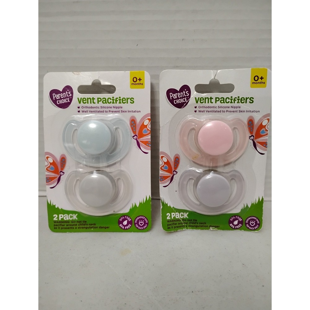 2 Parents Choice Vent Pacifiers 2-Pack 0+ M Orthodontic Silicone BPA Free 4TOTAL - Picture 8 of 8